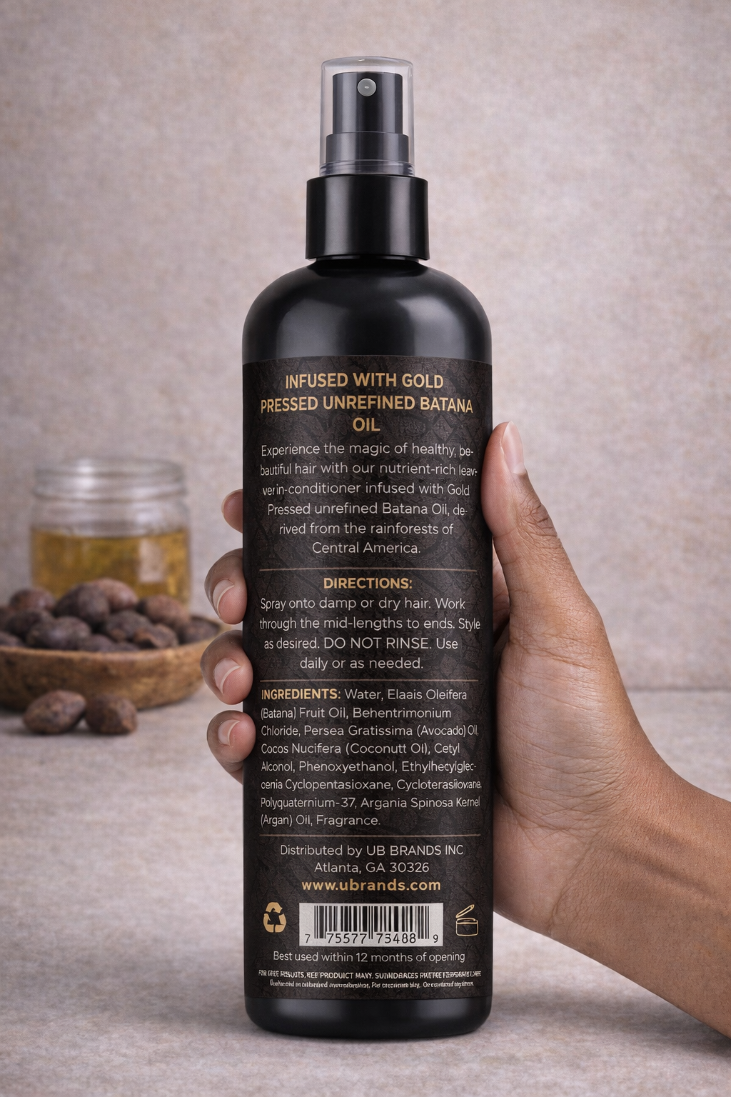 Black Girl Magic infused with gold press, unrefined Batana oil leave in conditioner 12 Oz