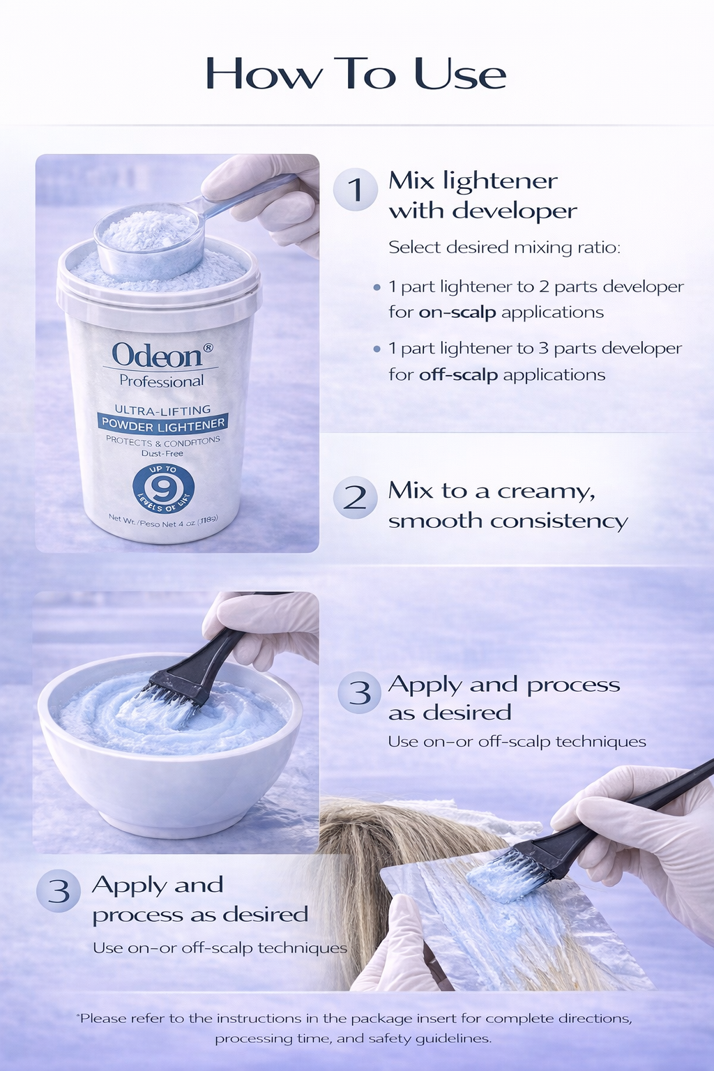 Odeon® Professional Ultra-Lifting Powder Lightener | Dust-Free | Includes Mixing Bowl &amp; Brush