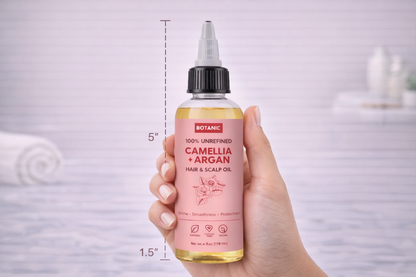 100% Unrefined Camellia + Argan Hair &amp; Scalp Oil – Shine, Smoothness &amp; Protection | Vegan, Cruelty-Free 4 fl oz (118 mL)