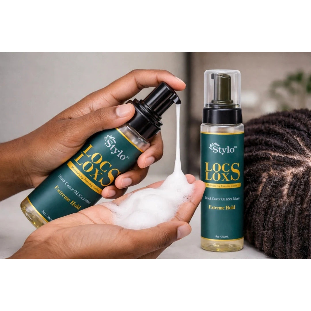 STYLO™ Locs Loxs Super Hold Hair Gel &amp;  Styling Foaming Lotion Black Castor Oil &amp; Sea Moss