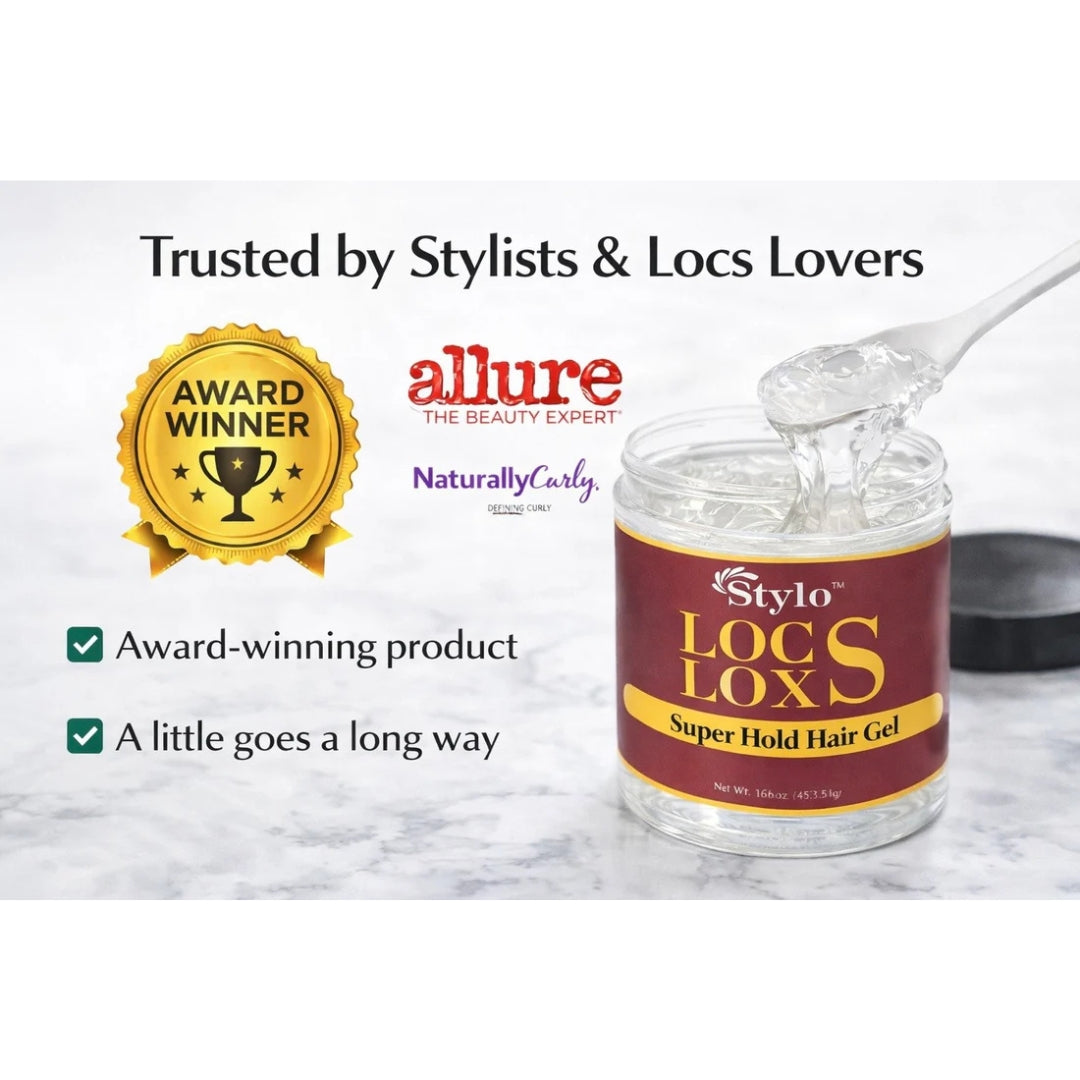 Stylo™ Locs Loxs Super Hold Hair Gel Locking, Twisting, Braiding &amp; Edges
3 Pack 16oz