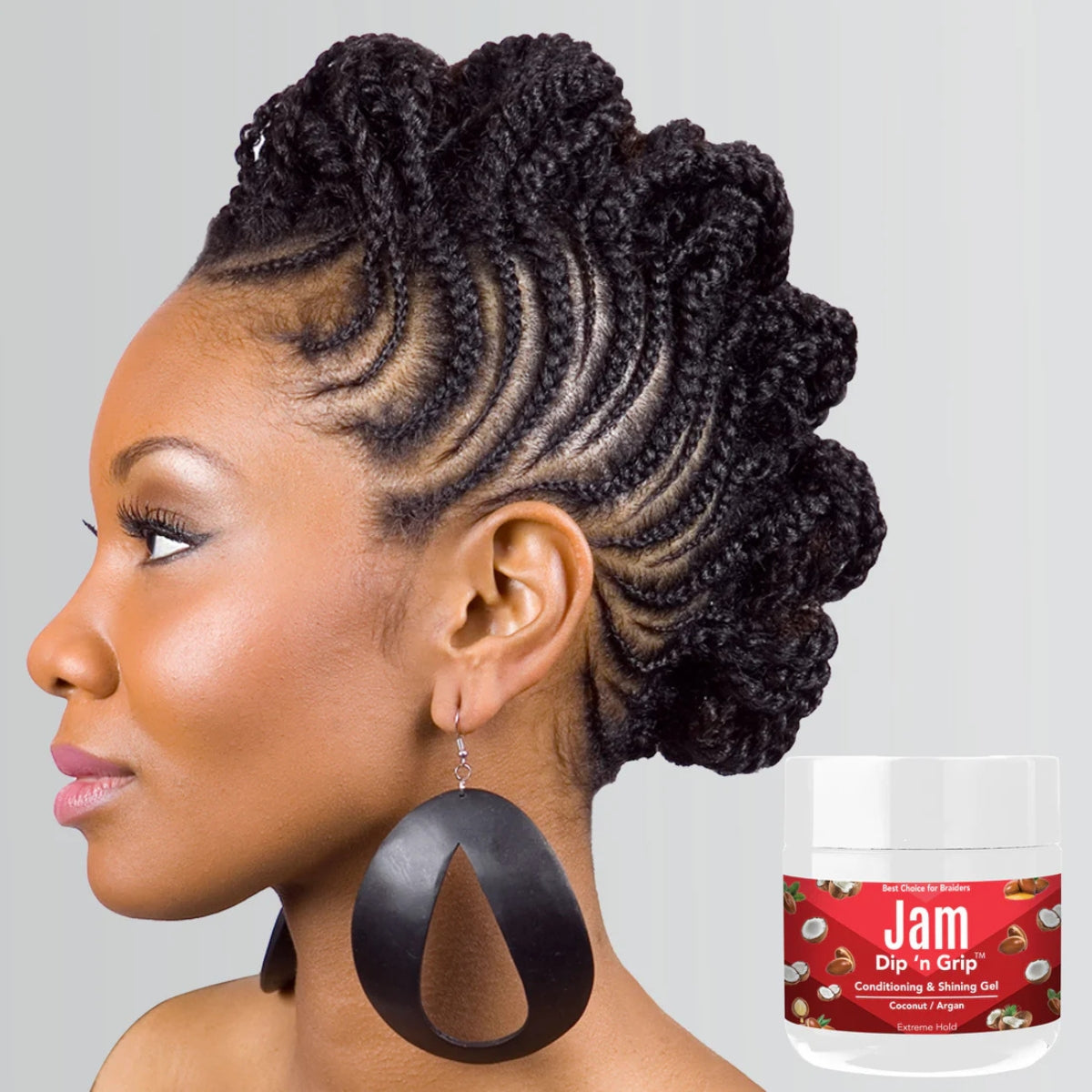 Dip n Grip Jam Strawberry, Lemon &amp; Orange Conditioning &amp; Shining Hair Gel Extreme Hold (4oz)
