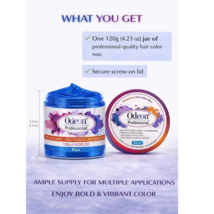 Odeon Professional Blue Hair Color Wax, Temporary Hair Dye for Women &amp; Men (4.23oz)