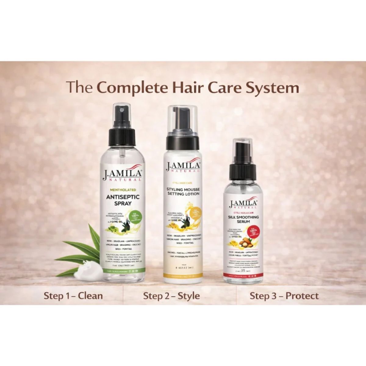 J. Amila Natural Silk Smoothing Serum with Argan Oil – Heat Protectant, Frizz Control &amp; High Gloss Shine for Natural Hair, Wigs &amp; Extensions (2 oz / 59.2 ml)