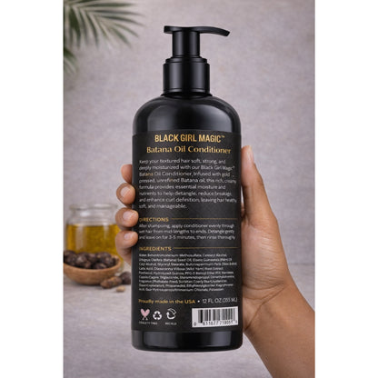 Black Girl Magic infused with Gold press, unrefined, Batana Hair Growth oil conditioner 12oz