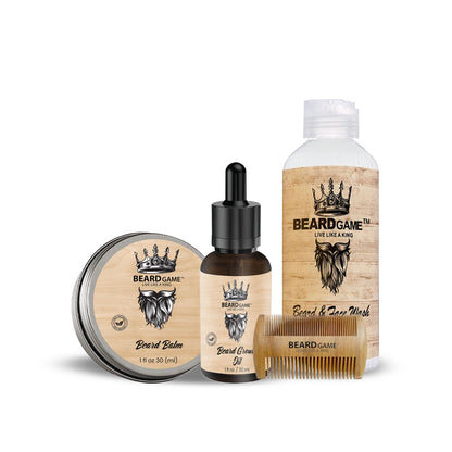 BeardGame Beard Balm, Growth Oil, Face Wash &amp; Comb 1 Fl oz (30ml)