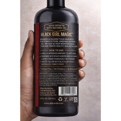 Black Girl Magic infused with gold pressed unrefined Batana hair oil shampoo, 12 Oz