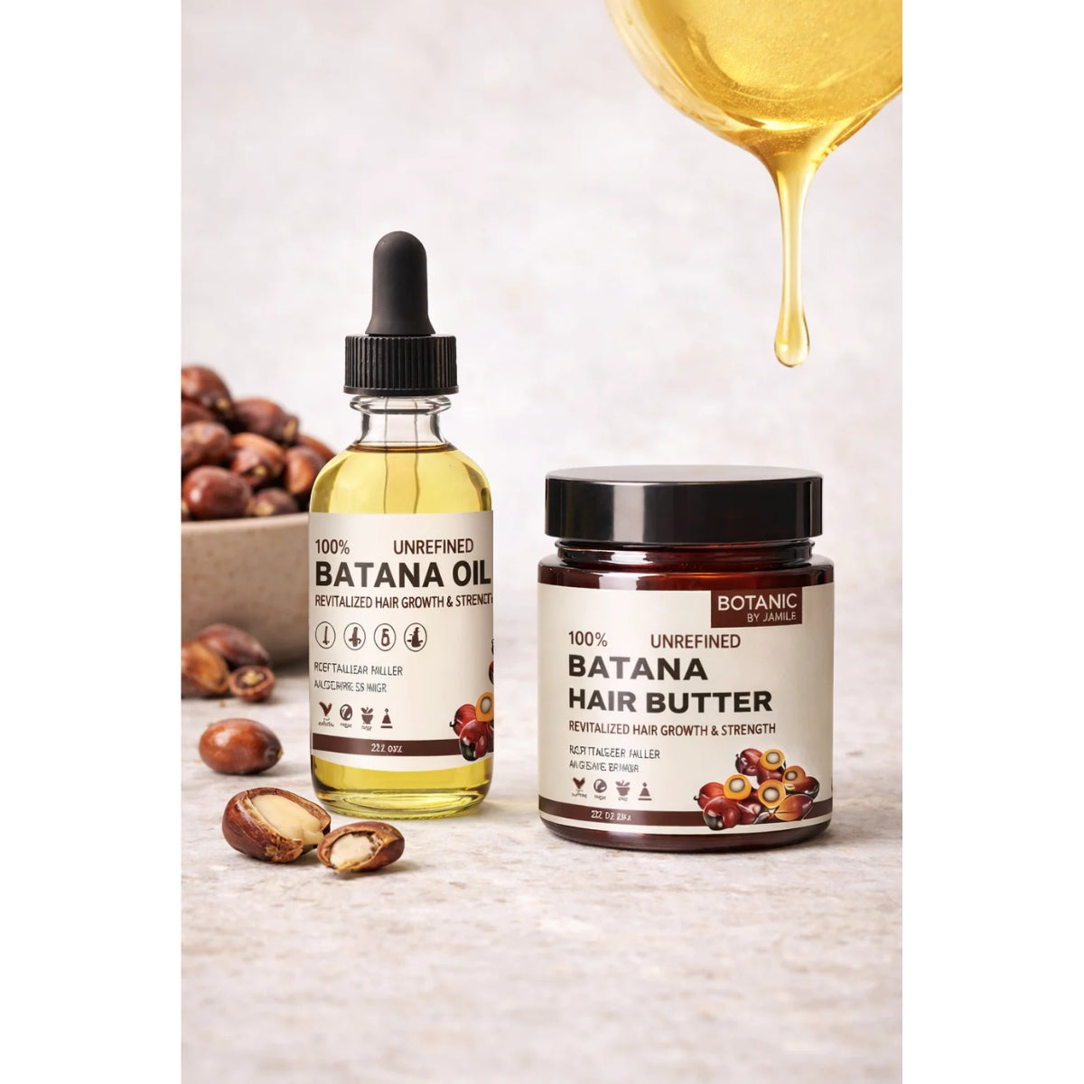Botanic Hair Care 100% Unrefined Bundle Travel / Starter Batana Hair Care Bundle Growth Oil &amp; Hair Butter