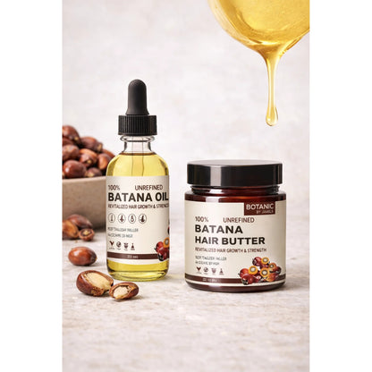 Botanic Hair Care 100% Unrefined Bundle Travel / Starter Batana Hair Care Bundle Growth Oil &amp; Hair Butter