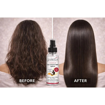 J. Amila Natural Silk Smoothing Serum with cocnut Oil – Heat Protectant, Frizz Control &amp; High Gloss Shine for Natural Hair, Wigs &amp; Extensions (2 oz / 59.2 ml)