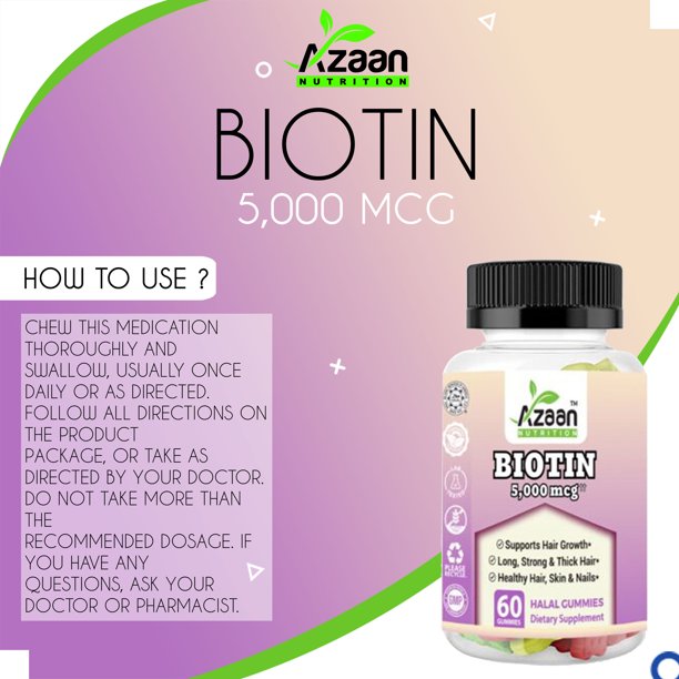 Azaan Biotin Gummies Beauty Solution for Hair, Skin &amp; Nails, Vegan, Non-GMO &amp; Delicious!