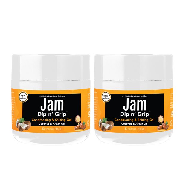 Jam Dip N Grip Hair Gel Conditioning and Shining Gel Extreme Hold For Hair Style 4oz (2 Pack)