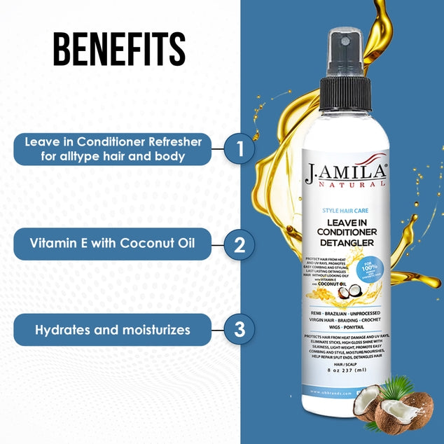 J. AMILA Leave-In Conditioner Detangler Coconut Oil (8oz)