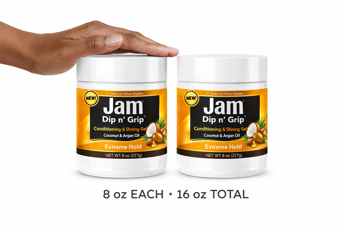 Jam Dip n’ Grip Extreme Hold Hair Gel – Conditioning &amp; Shining Gel with Coconut &amp; Argan Oil Pack of 2 8oz