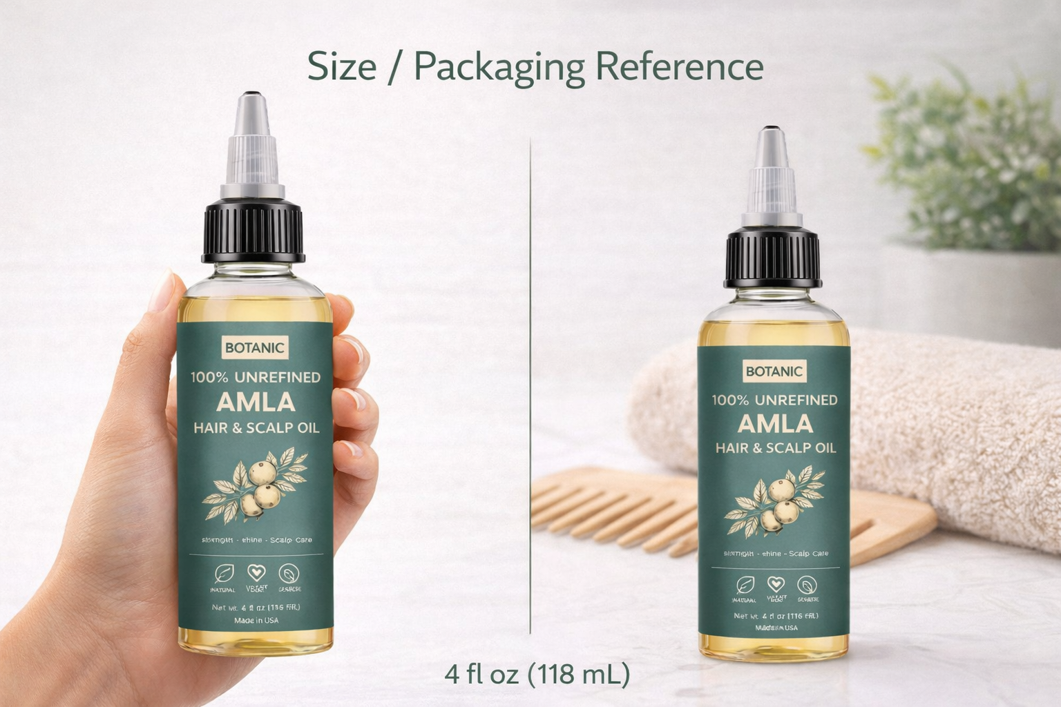 100% Unrefined Amla Hair &amp; Scalp Oil – Natural Growth, Shine &amp; Strength | Vegan, Cruelty-Free 4 fl oz (118 mL)