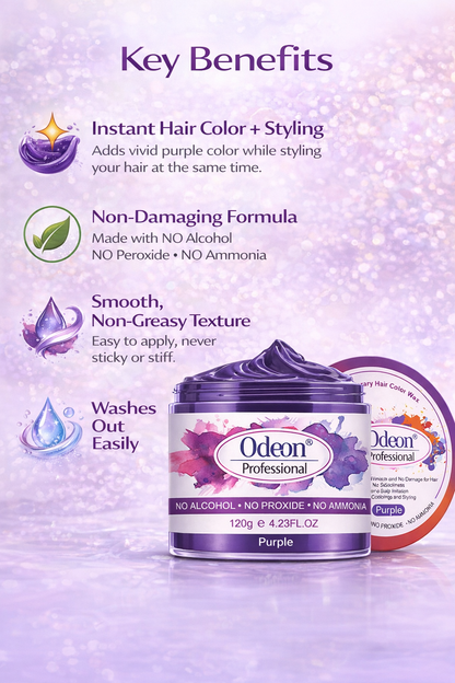 Odeon Professional Purple Hair Color Wax, Temporary Hair Dye for Women &amp; Men (4.23oz)