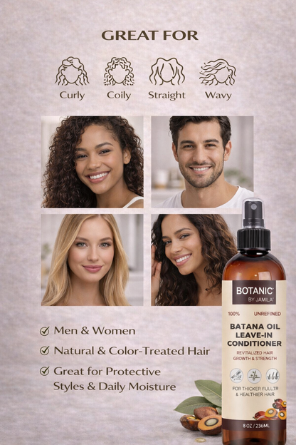 Botanic by J.Amila 100% Unrefined Batana Oil Leave-In Conditioner – Lightweight Moisture &amp; Strength Spray 8 oz