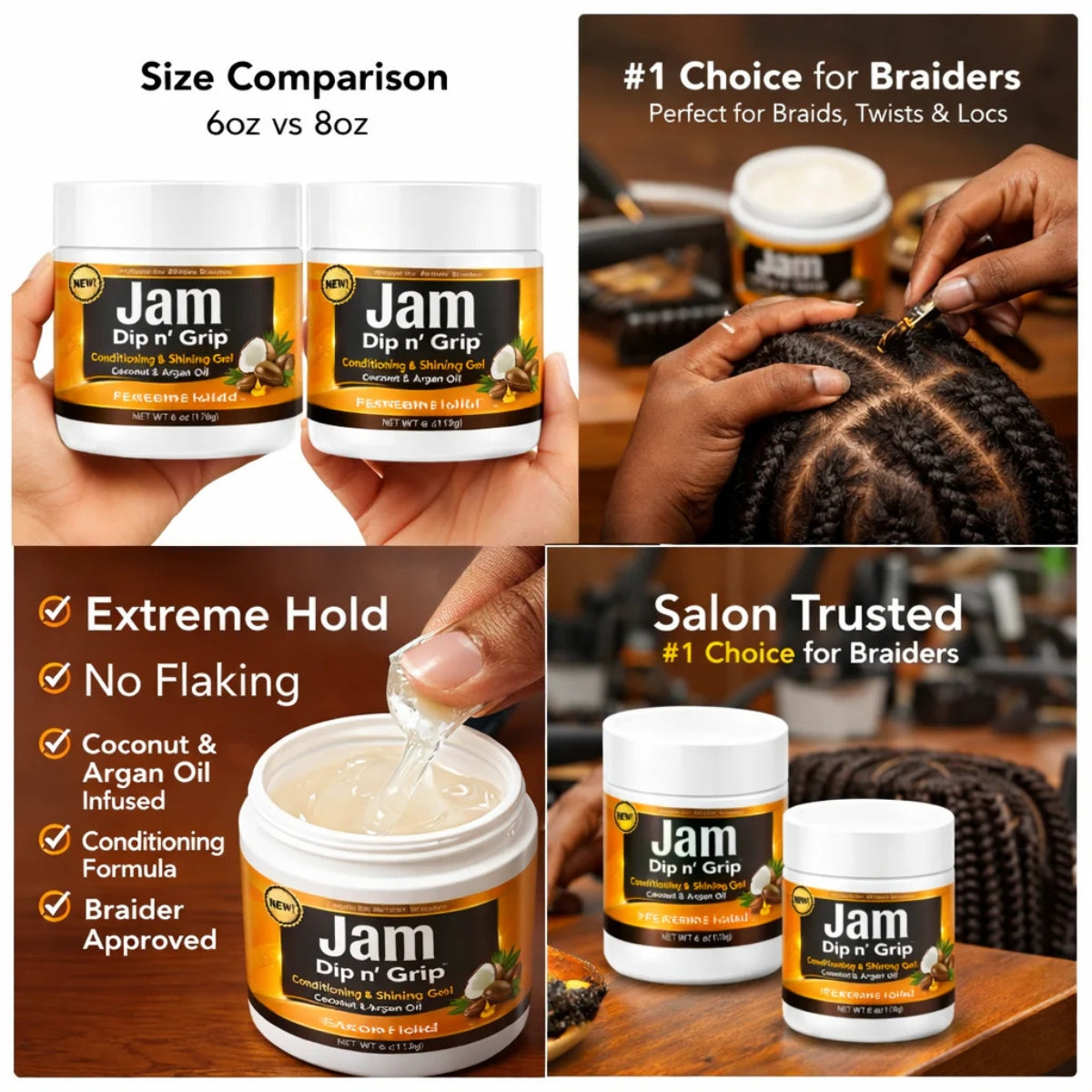 Jam Dip n’ Grip® Extreme Hold Conditioning &amp; Shining Gel 2 Pack (6oz Each)