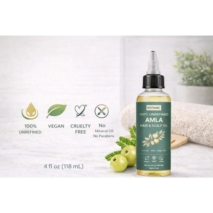 100% Unrefined Amla Hair &amp; Scalp Oil – Natural Growth, Shine &amp; Strength | Vegan, Cruelty-Free 4 fl oz (118 mL)