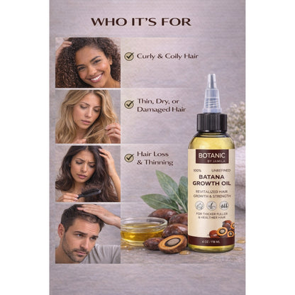 Botanic 100% Unrefined Batana Growth Oil Strengthen, Nourish &amp; Support Hair Growth 4 oz