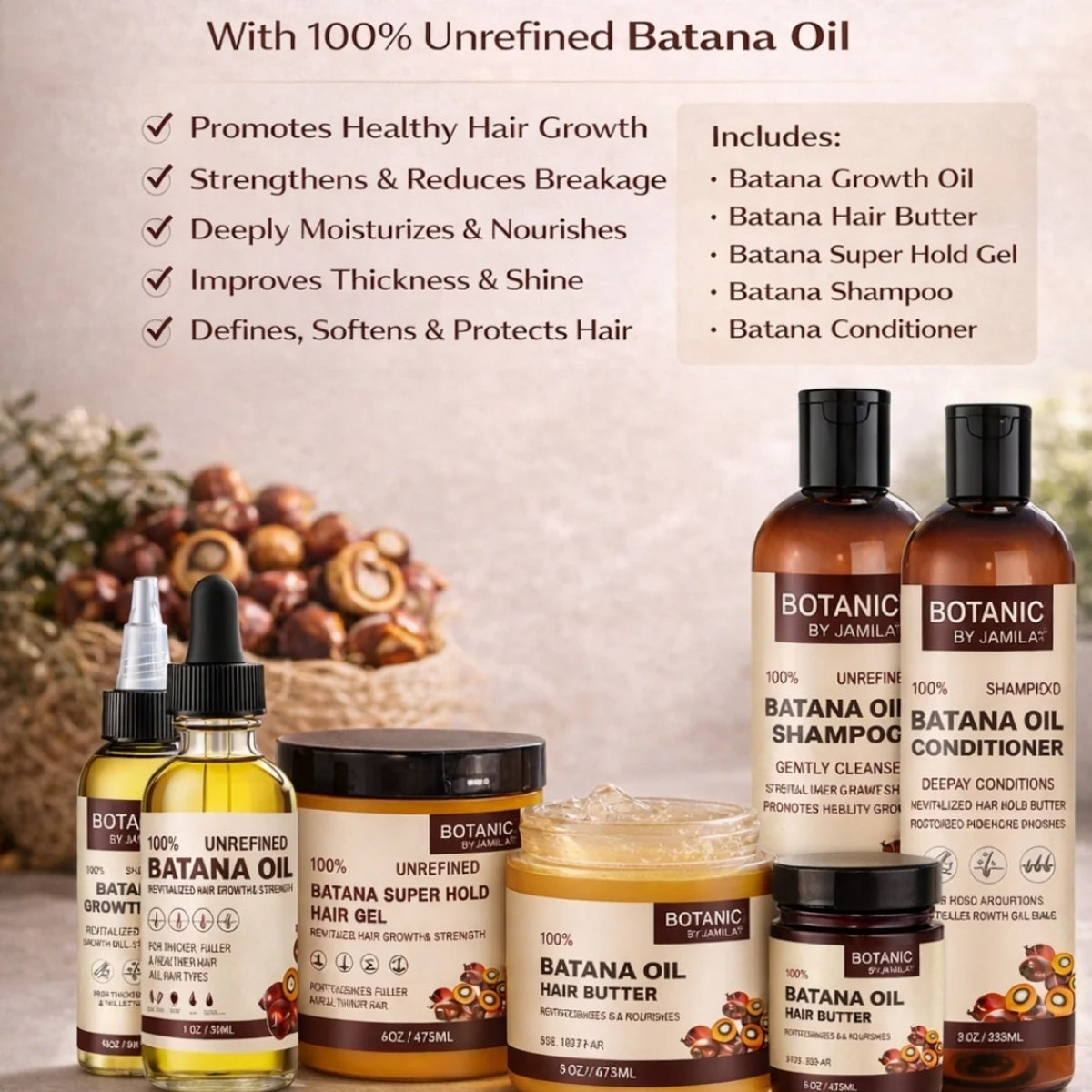 Botanic Batana Hair Butter – 100% Unrefined | Deep Moisture &amp; Strength (2oz &amp; 4oz)