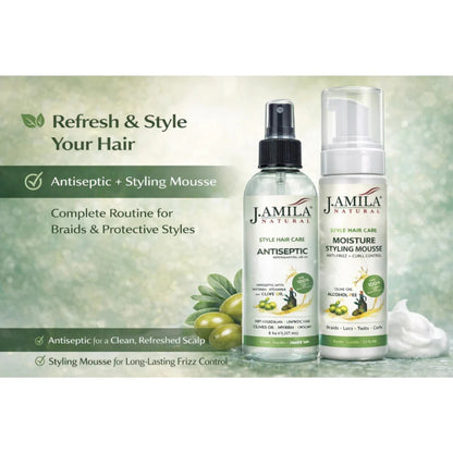 J. Amila Natural Antiseptic Spray with Olive Oil – Mentholated Scalp Relief, Itch Control &amp; Scalp Detox for Wigs, Braids &amp; Natural Hair (8 oz / 237 ml)