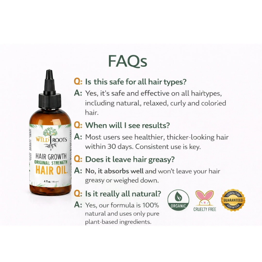 Wild Roots Original Strength Hair Growth Oil – Nourishing Scalp Treatment for Thicker, Stronger Hair (4oz)
