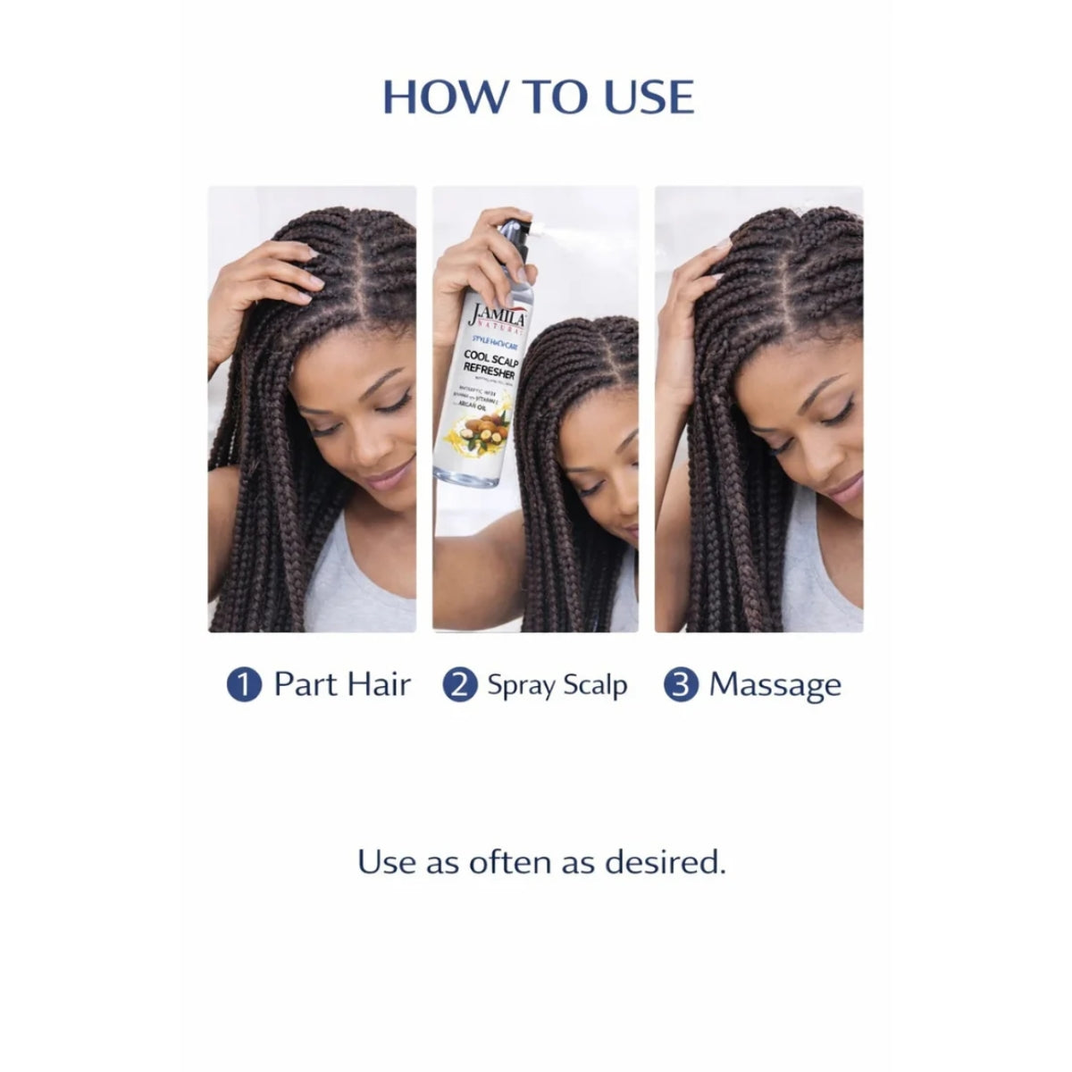 J. AMILA Natural Cool Scalp Refresher with Menthol, Myrrh, Vitamin E &amp; Argan Oil – Cooling Scalp Spray for Braids, Wigs, Natural &amp; Synthetic Hair (8 oz)
