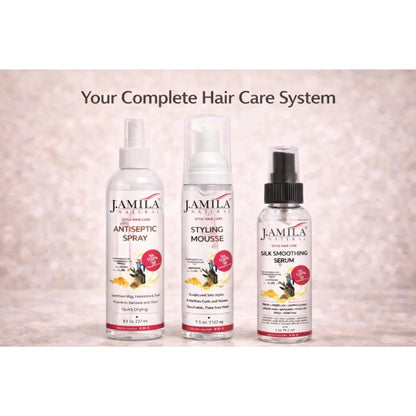 J. Amila Natural Silk Smoothing Serum with Olive Oil – Heat Protectant, Frizz Control &amp; High Gloss Shine for Natural Hair, Wigs &amp; Extensions (2 oz / 59.2 ml)