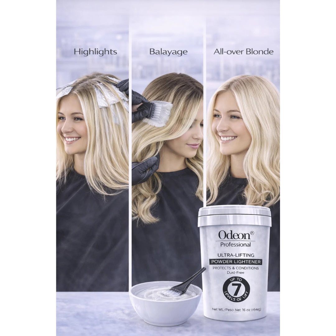 Odeon® Professional Ultra-Lifting Powder Lightener – Dust-Free Bleach, Up to 7 Levels of Lift (16 Oz)