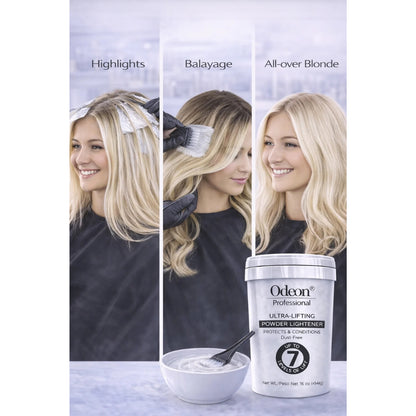 Odeon® Professional Ultra-Lifting Powder Lightener – Dust-Free Bleach, Up to 7 Levels of Lift (16 Oz)