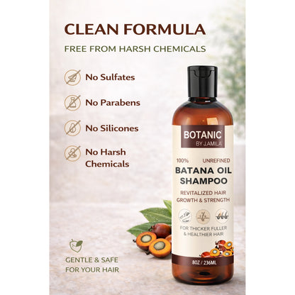 Botanic 100% Unrefined Batana Oil Shampoo – For Thicker, Fuller &amp; Healthier Hair 8 oz
