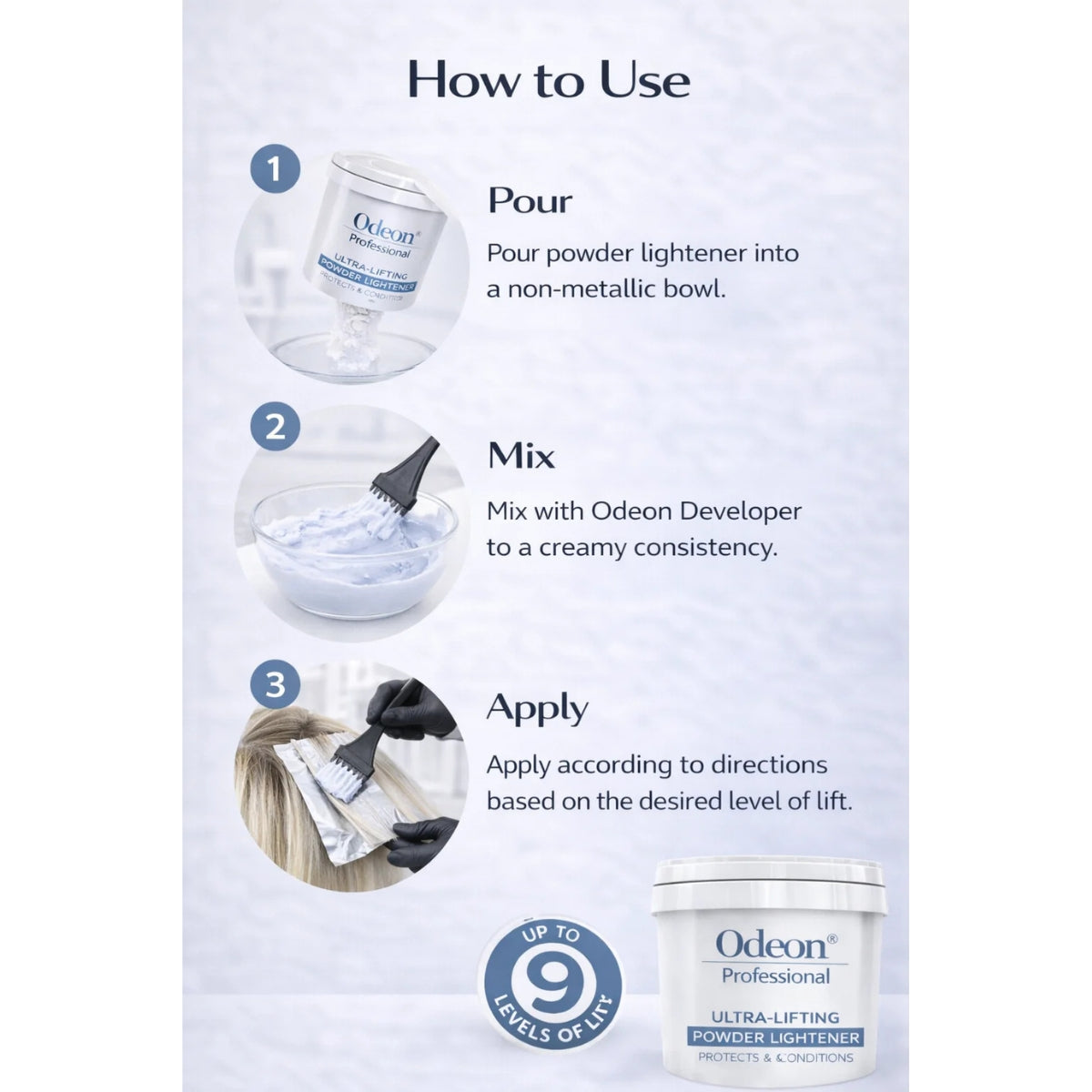 Odeon Professional Ultra-Lifting Powder Lightener Up to 9 Levels 16oz -500g