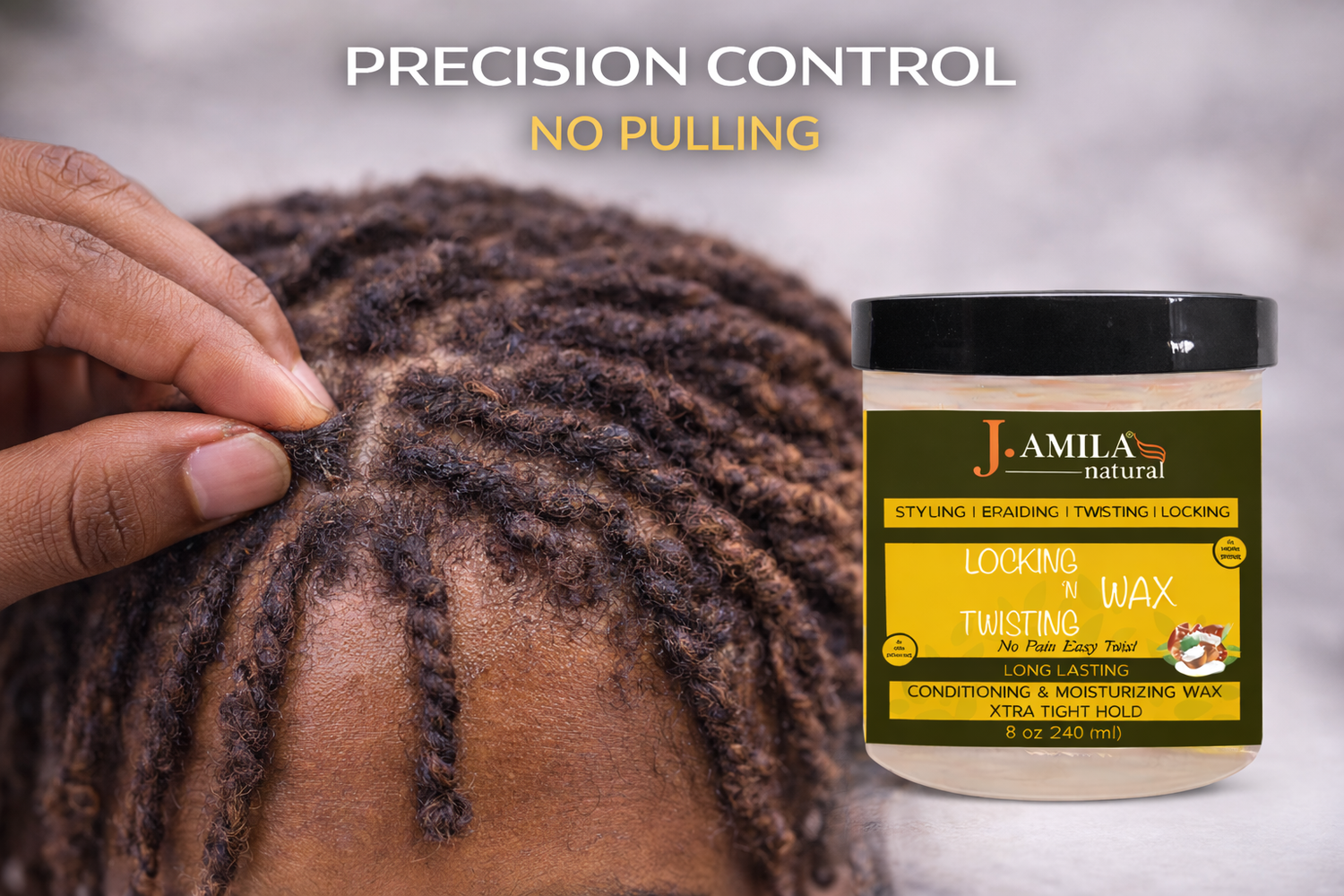 Jamila Natural Award-Winning– Xtra Tight Hold Twisting ‘N Locking Wax (8oz / 240ml)