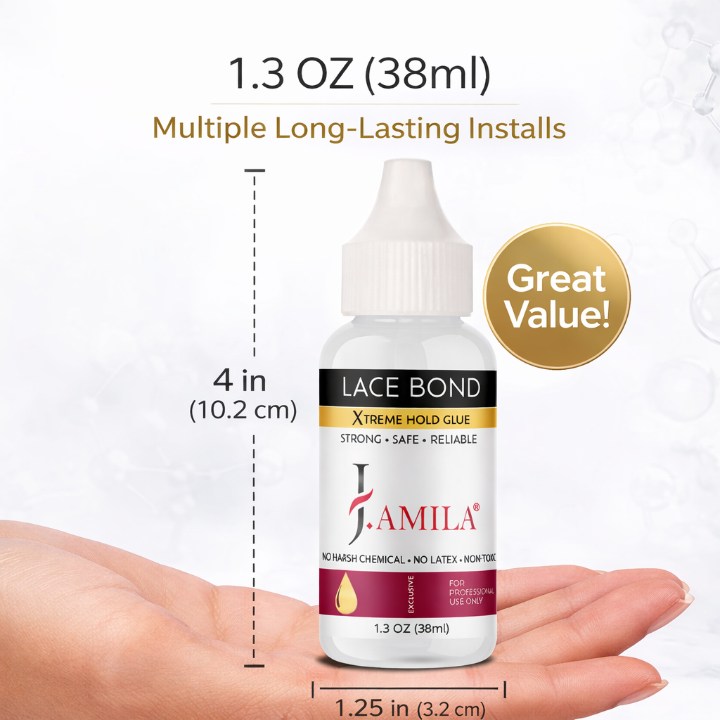 J.AMILA® Lace Bond Xtreme Hold Glue | Invisible, Non-Toxic Wig Adhesive – 1.3 oz (38 ml)