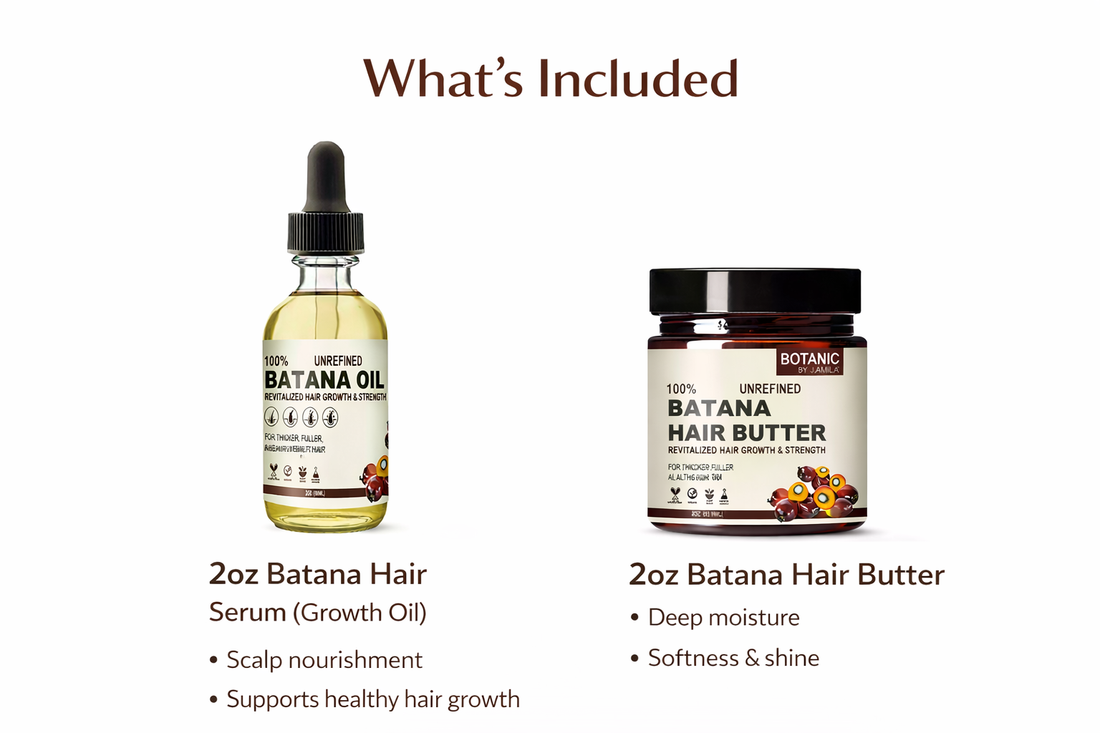 Botanic by jamila 100% Unrefined Bundle Travel / Starter Batana Hair Care Bundle Growth Oil &amp; Hair Butter