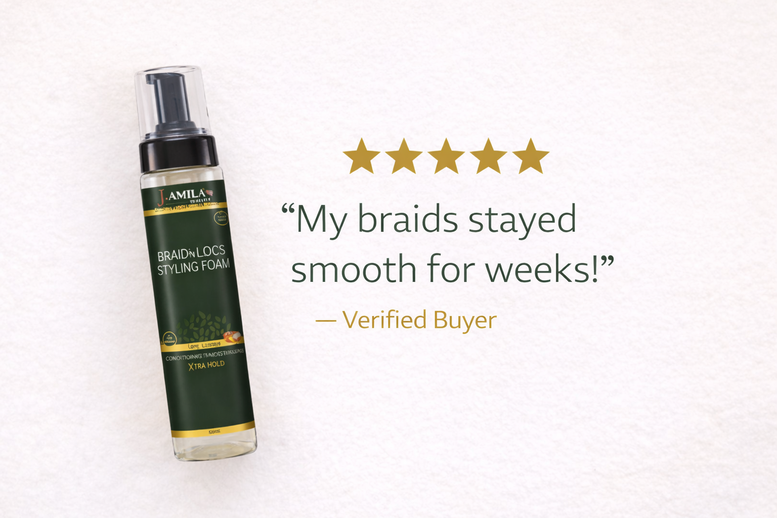 J. AMILA® Braid ’N Locs Styling Foam – Xtra Hold, Long-Lasting Shine (8oz)