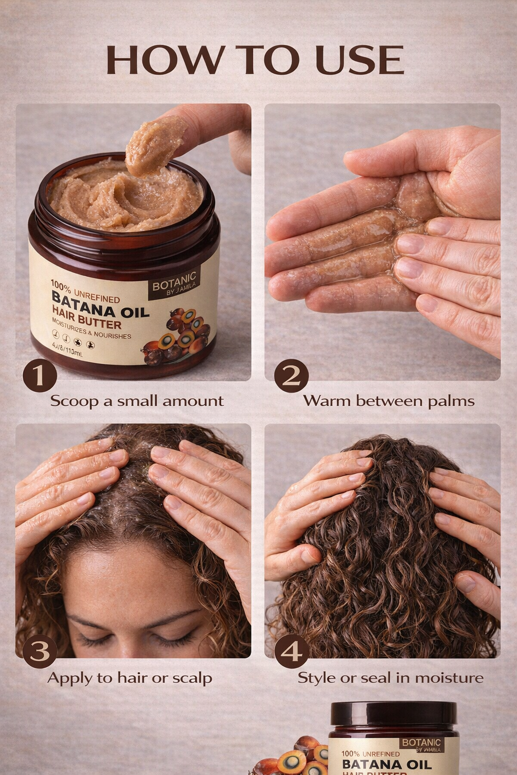 Botanic by J.Amila Batana Hair Butter – 100% Unrefined | Deep Moisture &amp; Strength (2oz &amp; 4oz)