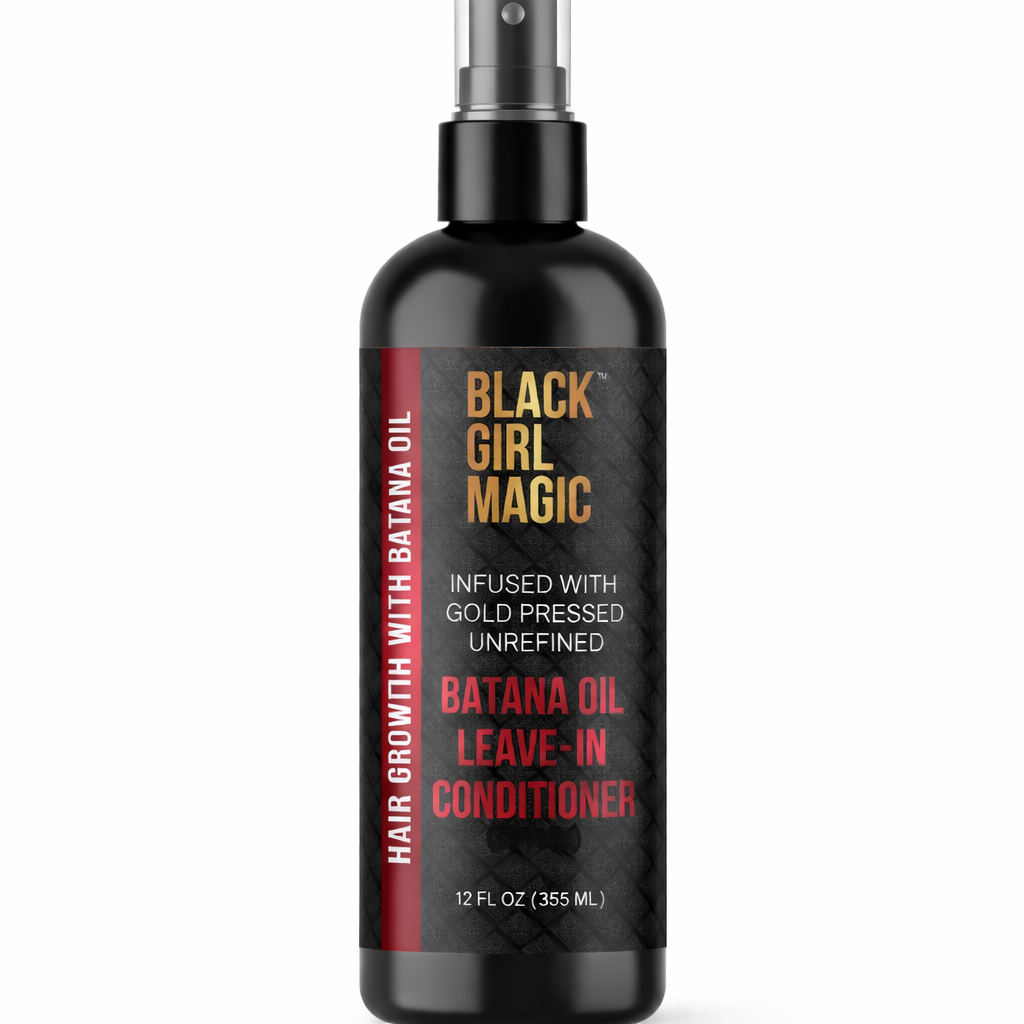 Black Girl Magic infused with gold press, unrefined Batana oil leave in conditioner 12 Oz