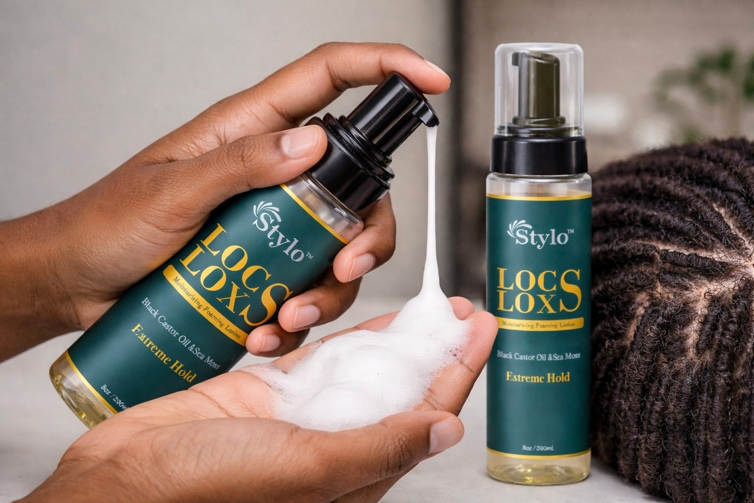 STYLO™ Locs Loxs Moisturizing Hair Styling Foaming Lotion - Black Castor Oil &amp; Sea Moss 8oz