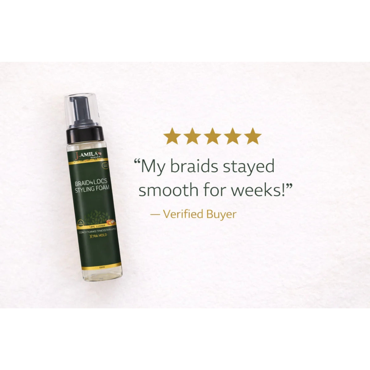 J. AMILA® Braid ’N Locs Styling Foam – Xtra Hold, Long-Lasting Shine (8oz)