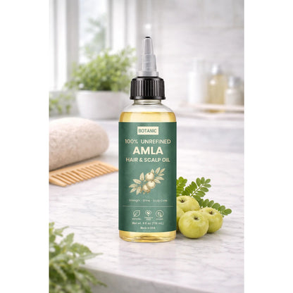 100% Unrefined Amla Hair &amp; Scalp Oil – Natural Growth, Shine &amp; Strength | Vegan, Cruelty-Free 4 fl oz (118 mL)