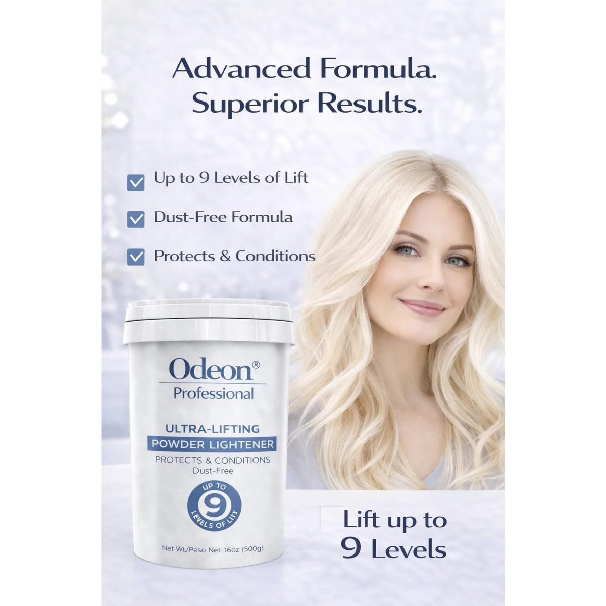 Odeon Professional Ultra-Lifting Powder Lightener Up to 9 Levels 16oz -500g