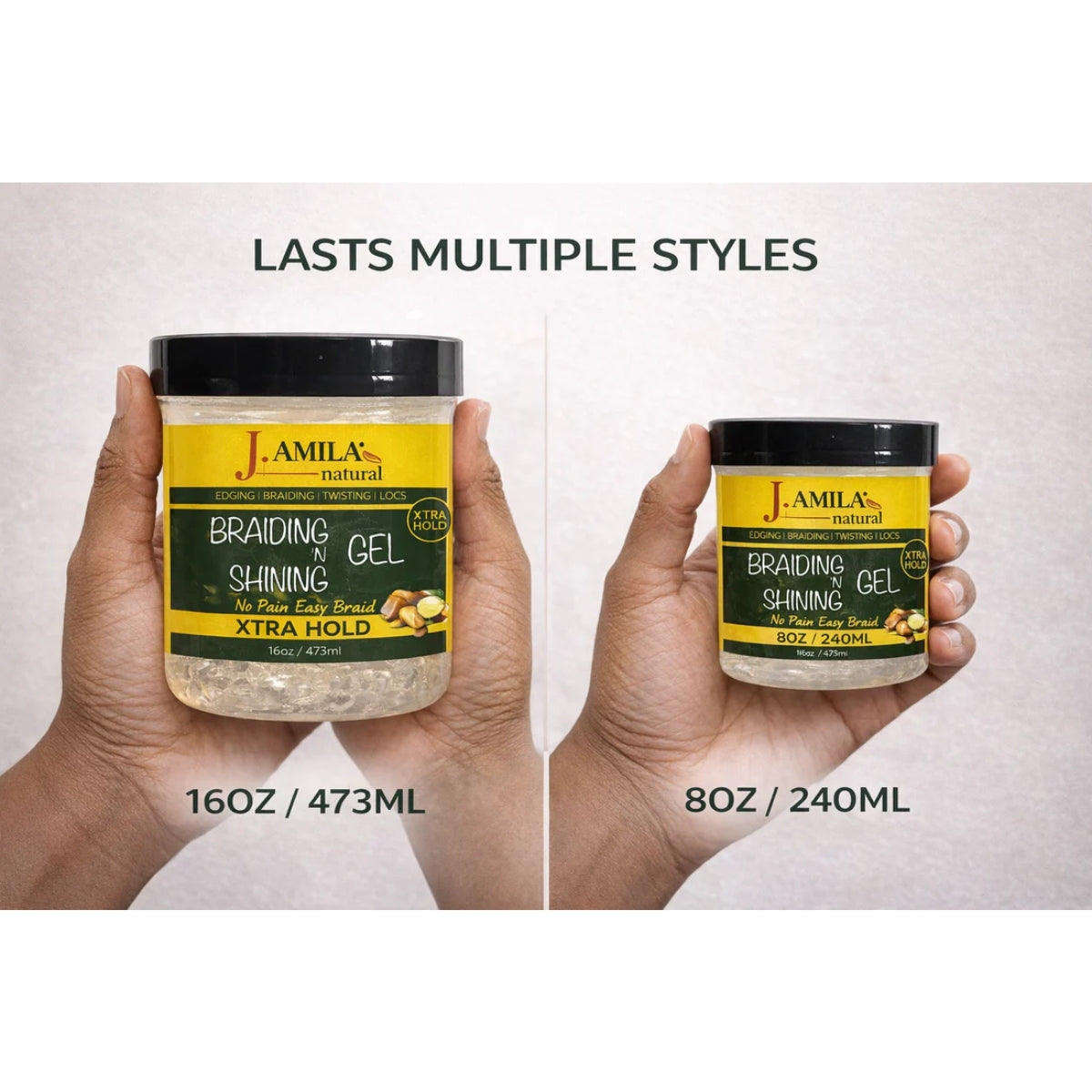 Jamila Natural Award-Winning Braiding ’N Shining Gel – Xtra Hold (16oz / 473ml)