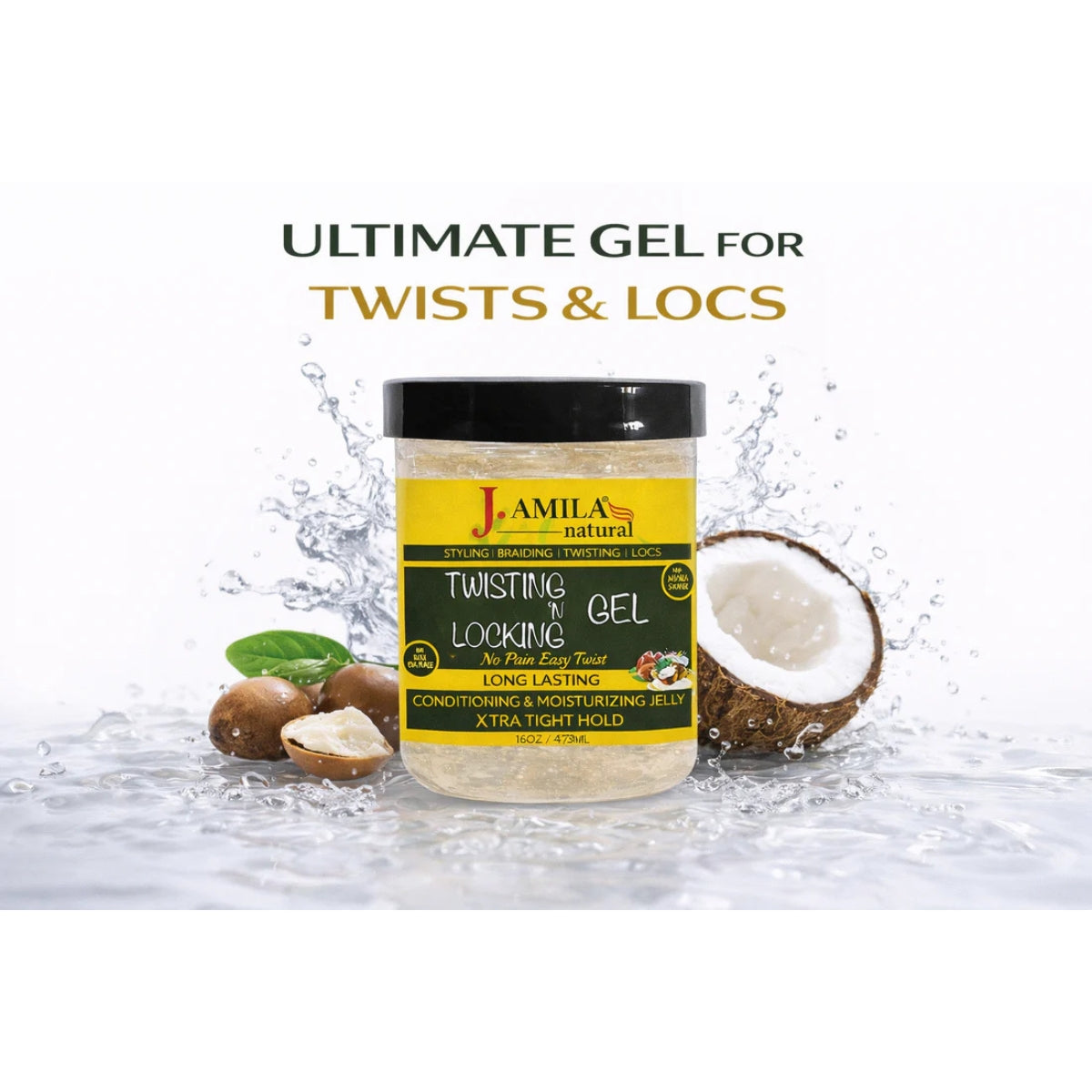 Jamila Natural Award-Winning– Xtra Hold Twisting ‘N Locking Gel (16oz / 473ml)