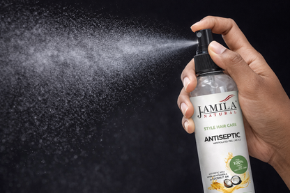 J. Amila Natural Antiseptic Spray with Coconut Oil – Mentholated Scalp Relief, Itch Control &amp; Scalp Detox for Wigs, Braids &amp; Natural Hair (8 oz / 237 ml)