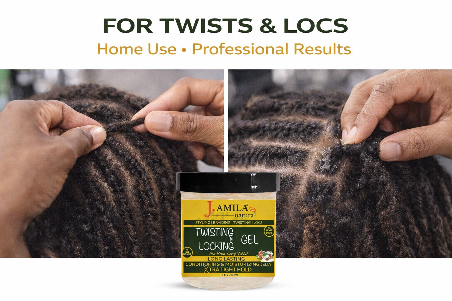 Jamila Natural Award-Winning– Xtra Hold Twisting ‘N Locking Gel (8oz / 240ml)