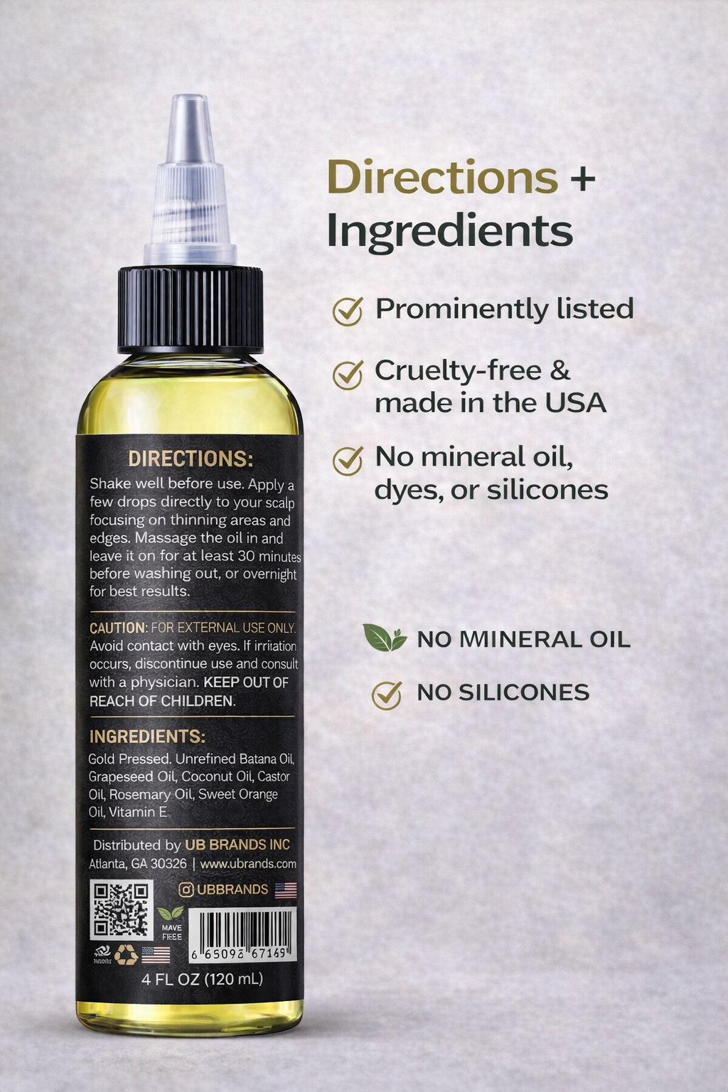 Black Girl Magic infused with gold press Unrefined Batana growth hair oil 4 Oz