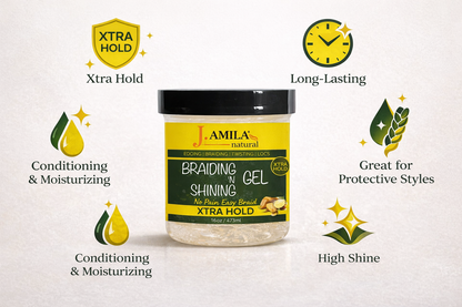 Jamila Natural Award-Winning Braiding ’N Shining Gel – Xtra Hold (16oz / 473ml)
