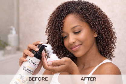 Amila Natural Styling Mousse Setting Lotion with Argan Oil – Flexible Hold, Frizz Control &amp; Shine – For Wigs, Weaves &amp; Natural Hair (8oz)